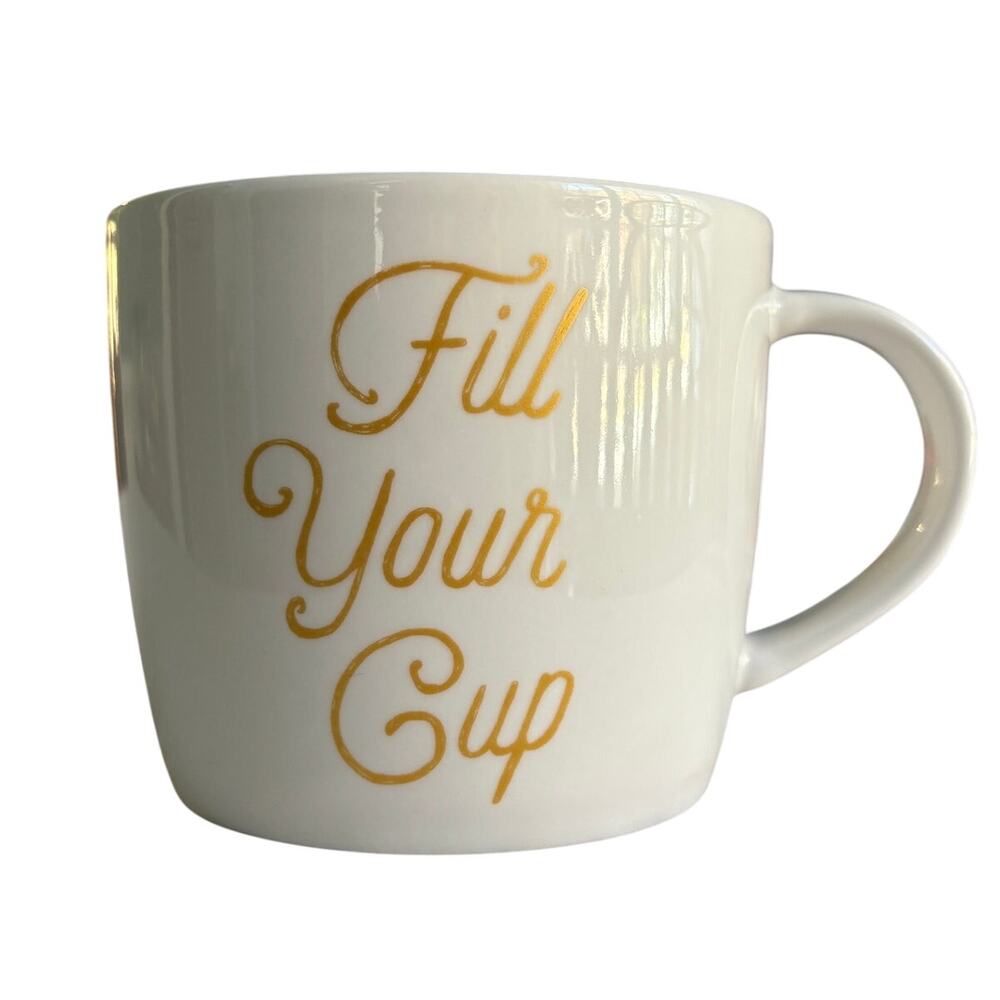 Starbucks Fill Your Cup White Gold Mug 16.9 oz